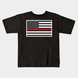 Firefighter Gifts, Thin Red Line Flag Kids T-Shirt